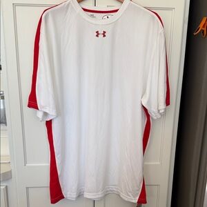 Under Armour White Short Sleeve Performance Tee with Red Accents